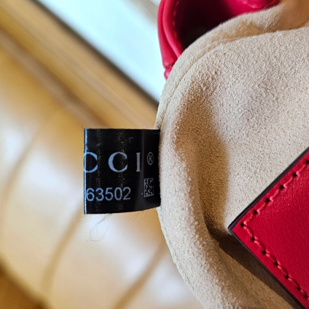 Gucci GG Marmont Mini Red Matelassé Leather Shoulder Bag with Chain Strap New - Picture 12 of 16